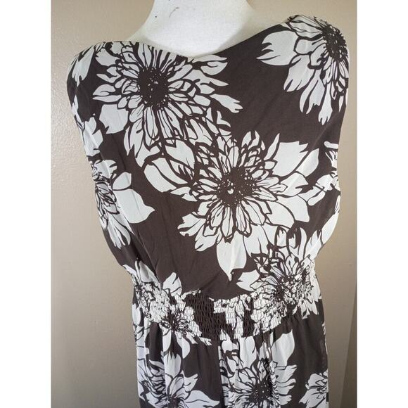 Lane Bryant Dress Brown Floral Wrap Top Sheer Over Lining Sz 16 Sleeveless Flowy - Picture 5 of 10